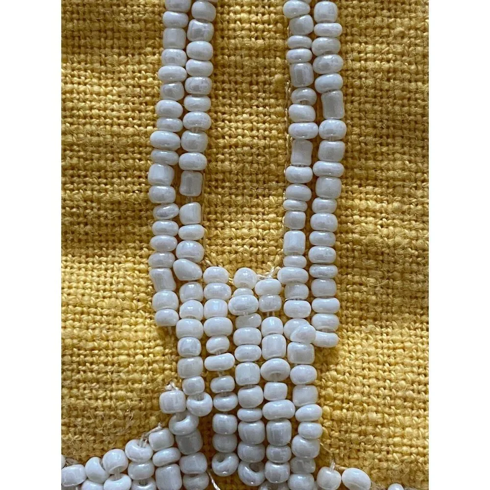 Vintage Pier 1 Beaded Pillow Cover Yellow Excellent Condition Logo‎ Pull 11x11